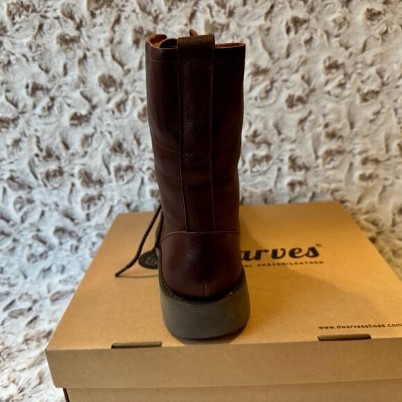 Handmade Genuine Sheepskin Combat Boots -Women's US 7.5 - Dark Coffee Brown - Picture 6 of 11